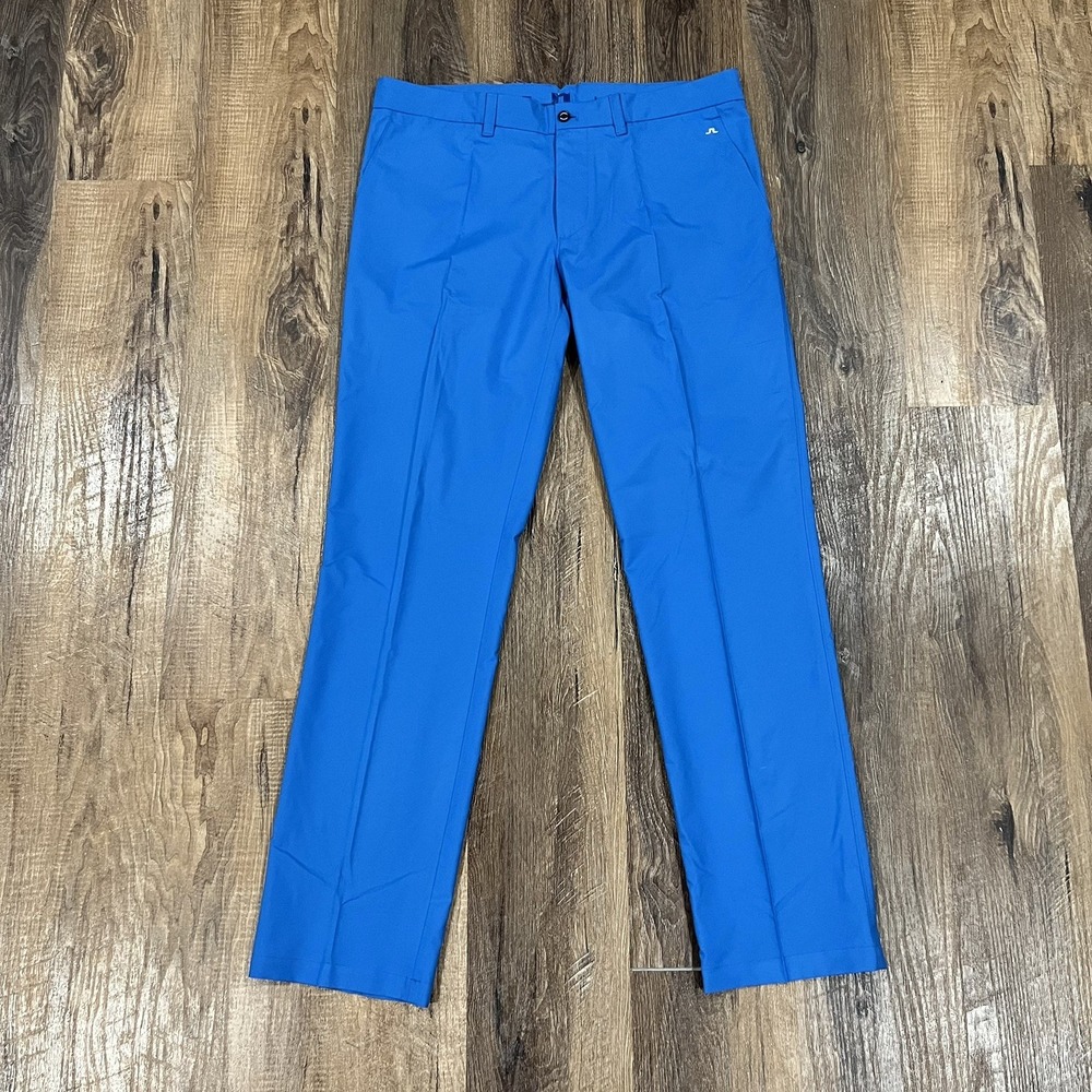 J.Lindeberg Golf Pants Mens 36x34 Blue Elof Regular Fit Light Polyester